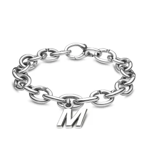 M, Silver Link Charm